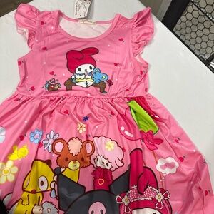 Pink Sanrio-Inspired My Melody & Kuromi Character Dress – Girls Size 130